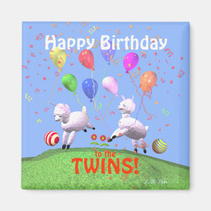 Happy Birthday Lambs for Twins Magnet