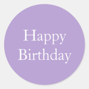 Happy Birthday Lavender Purple Custom Color 2025 Classic Round Sticker