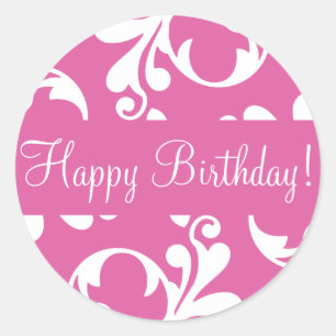 Happy Birthday Leaf Flourish Envelope Sticker Seal
