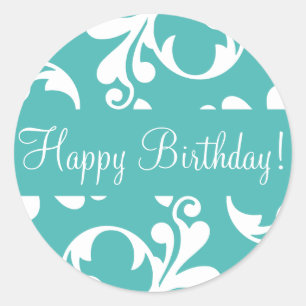 Happy Birthday Leaf Flourish Envelope Sticker Seal