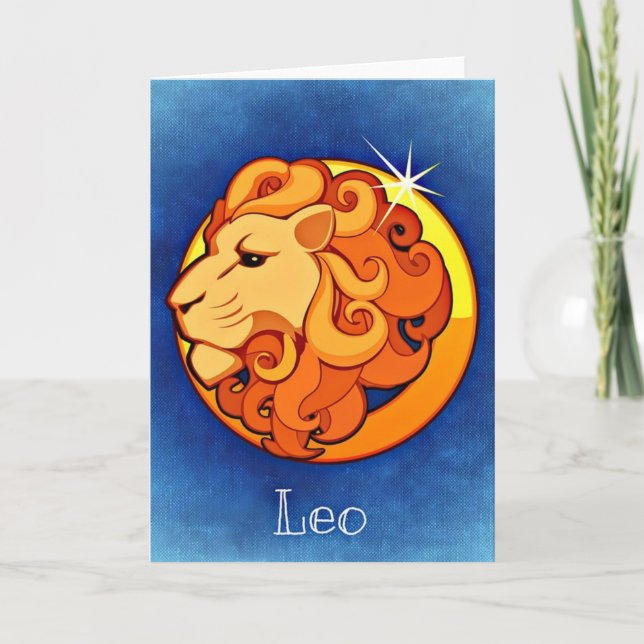 Happy Birthday Leo Zodiac Horoscope August Card (Front)
