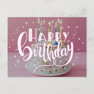 Happy Birthday lettering concept Invitation Postcard