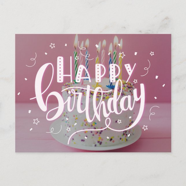 Happy Birthday lettering concept Invitation Postcard (Front)