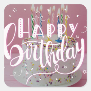 Happy Birthday lettering concept Square Sticker