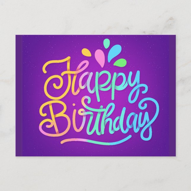Happy Birthday Lettering Invitation Postcard (Front)