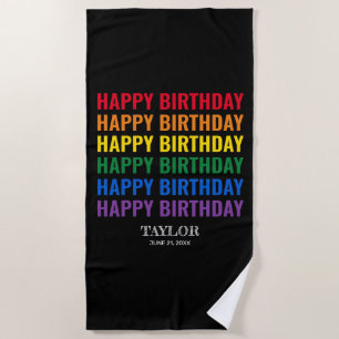 Happy Birthday LGBT Pride LGBTQ Transgender Beach Towel