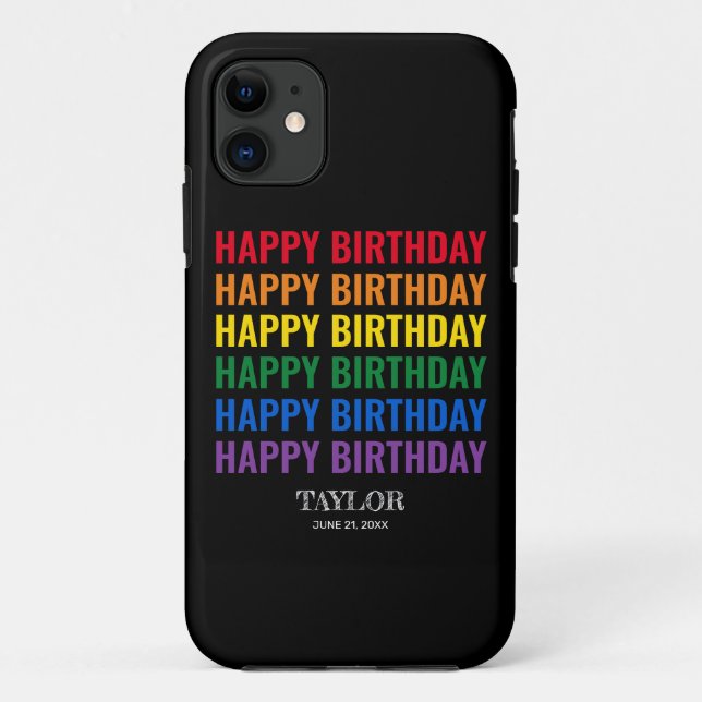 Happy Birthday LGBT Pride LGBTQ Transgender Case-Mate iPhone Case (Back)