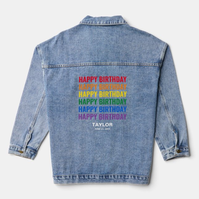 Happy Birthday LGBT Pride LGBTQ Transgender Denim Jacket (Back)