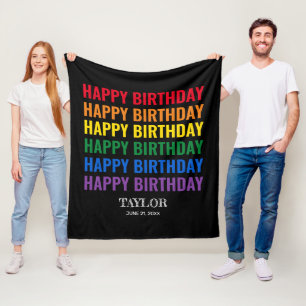 Happy Birthday LGBT Pride LGBTQ Transgender Fleece Blanket