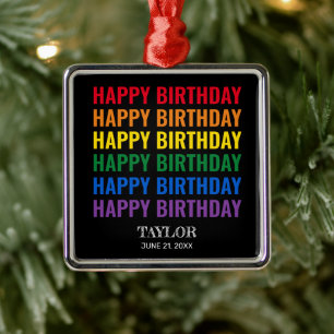 Happy Birthday LGBT Pride LGBTQ Transgender Metal Tree Decoration