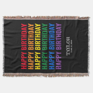 Happy Birthday LGBT Pride LGBTQ Transgender Throw Blanket