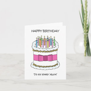 Happy Birthday like an Aunt to Me Cake and Candles Card
