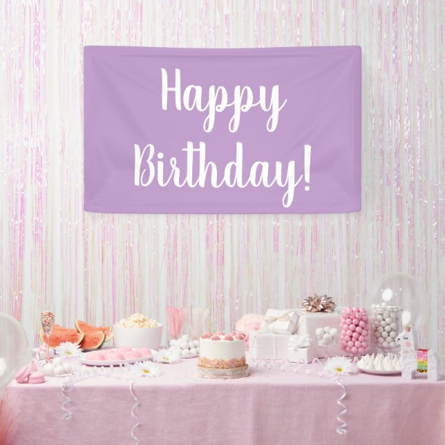 Happy Birthday Lilac Purple Typography Banner (Party)