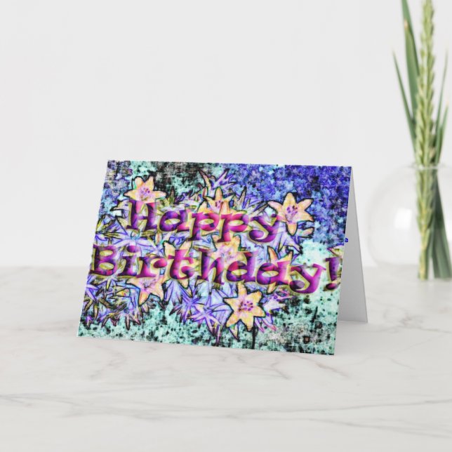 Happy Birthday lily card (Front)