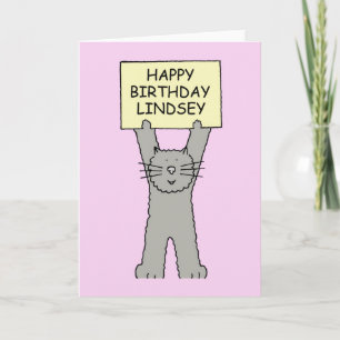 Happy Birthday Lindsey Carton Cat Card