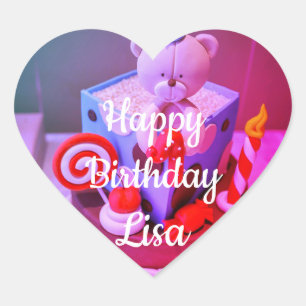 Happy birthday Lisa Heart Sticker