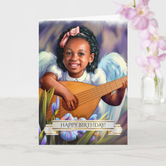 Happy Birthday. Little African American Angel  Card