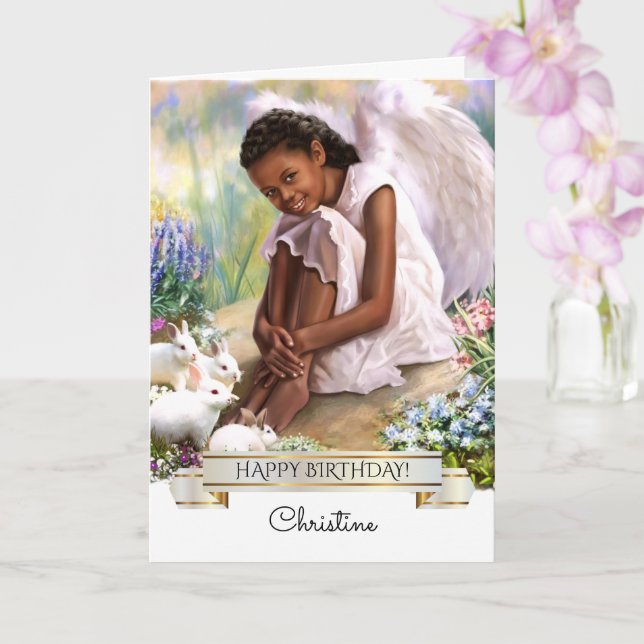 Happy Birthday. Little Angel | Custom Name Card (Orchid)