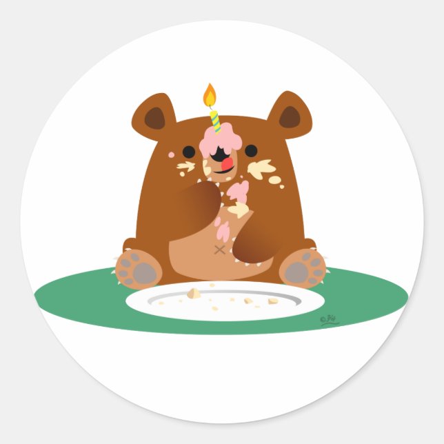 Happy Birthday, little bear!! Classic Round Sticker (Front)