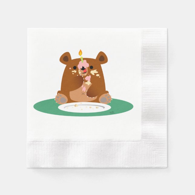 Happy Birthday, little bear!! Paper Napkins (Front)