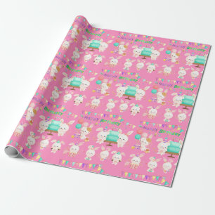 Happy Birthday Little Bunnies Girl Wrapping Paper