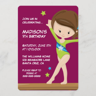 Happy Birthday Little Gymnast Invitation