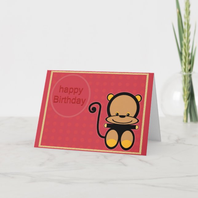 happy birthday little monkey card (Front)