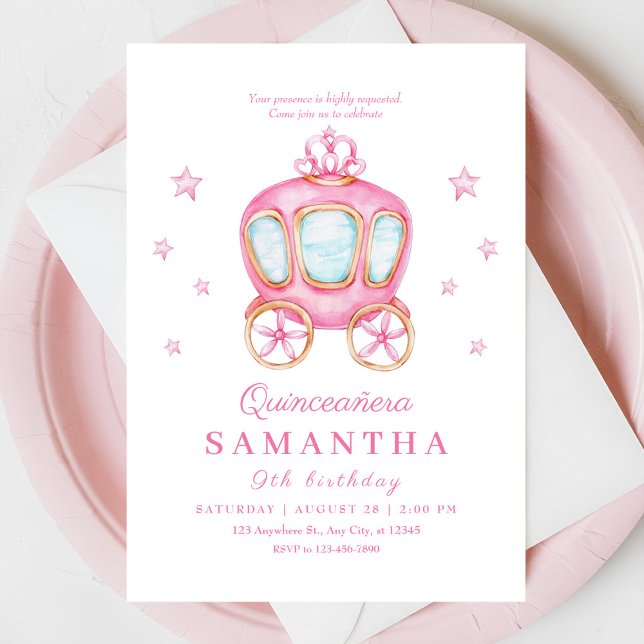 Happy birthday little princess carriage invitation (Creator Uploaded)