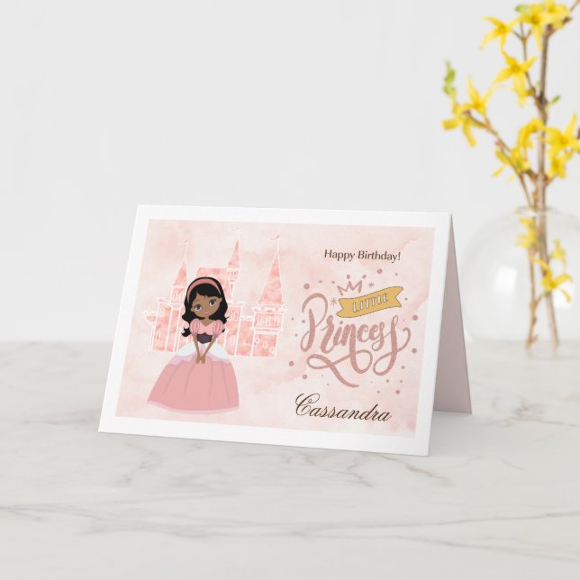 Happy Birthday, Little Princess. Custom Name Card (Yellow Flower)
