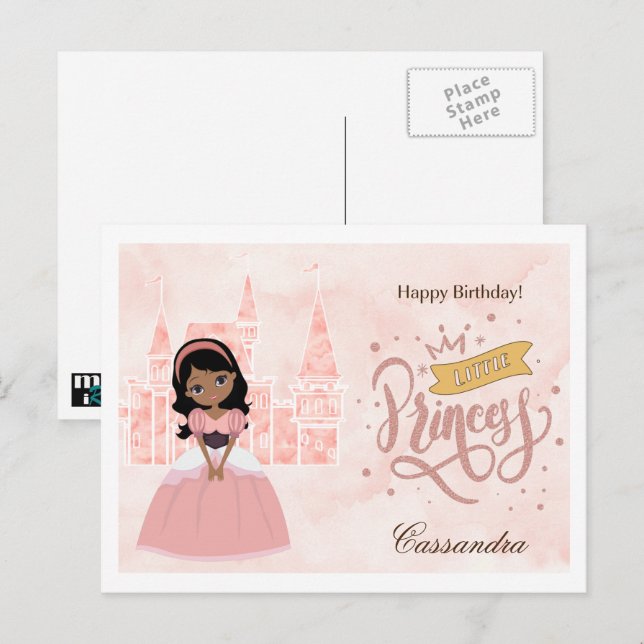Happy Birthday, Little Princess. Custom Name  Postcard (Front/Back)