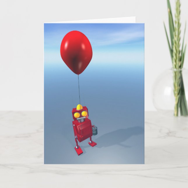 Happy Birthday Little Red Robot Card (Front)