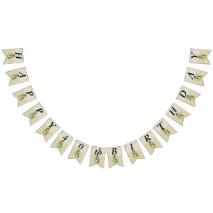 Happy Birthday Little Victorian Girl With Dolls Bunting