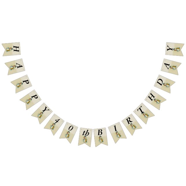 Happy Birthday Little Victorian Girl With Dolls Bunting (All)