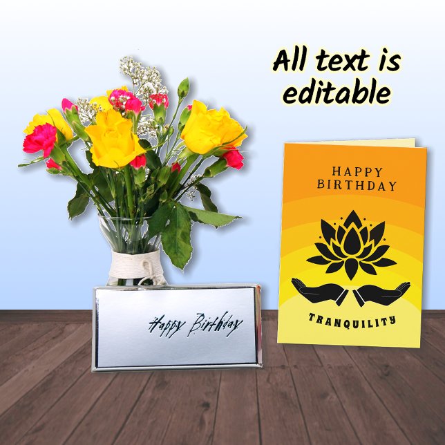 Happy Birthday lotus flower tranquil yellow orange Card (Creator Uploaded)