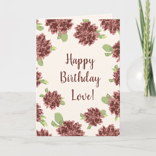 Happy Birthday Love Generic - Red Daisies Frame.  Card (Front)