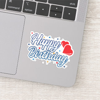 Happy birthday love hearts sticker 