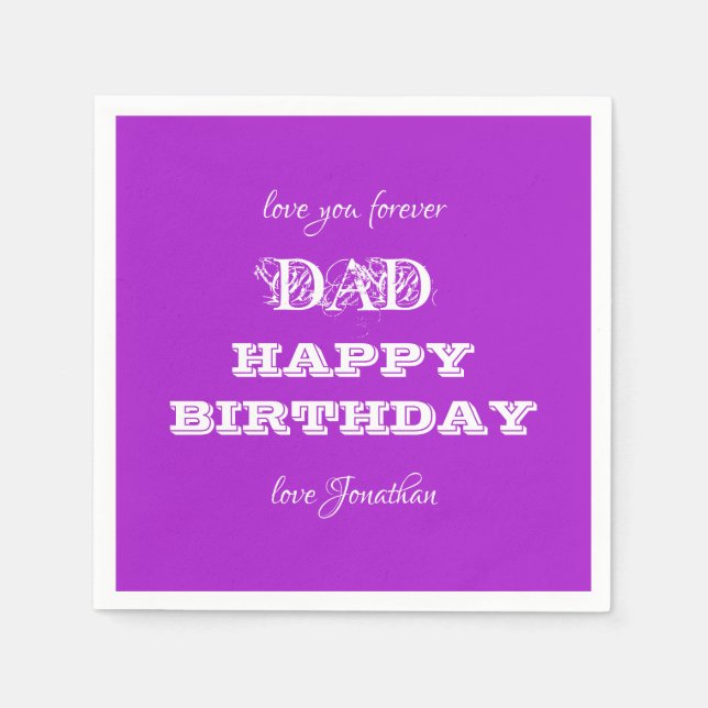 Happy Birthday Love You Dad Script Modern Paper Napkin (Front)