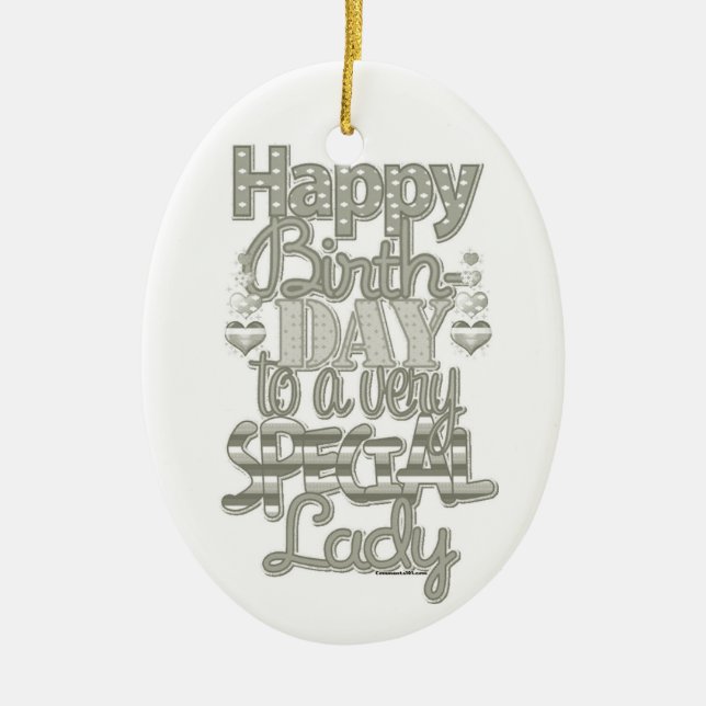 ***HAPPY BIRTHDAY LOVELY LADY*** CERAMIC TREE DECORATION (Front)