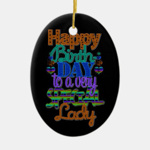 ***HAPPY BIRTHDAY LOVELY LADY*** CERAMIC TREE DECORATION