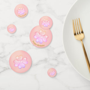 Happy Birthday Lucky Pink Clover Confetti