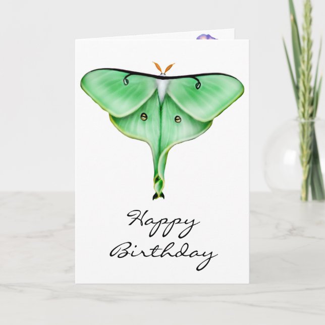 Happy Birthday Luna Moth Card (Front)