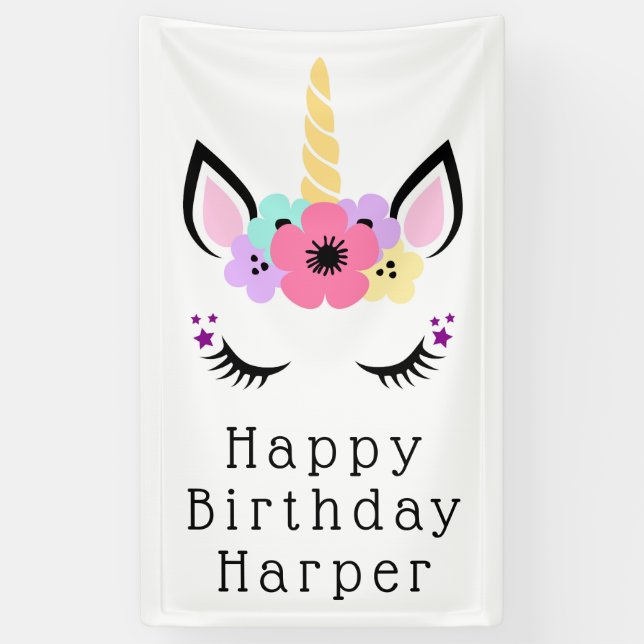 Happy Birthday | Magical Unicorn Banner (Vertical)