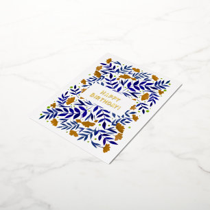 Happy Birthday! Magical Yellow Garden Flowers Foil Holiday Postcard