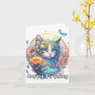 Happy Birthday Majestic Kitty Cat Design Card