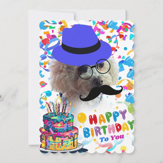 Happy Birthday Make A Wish Poodle Note Card (Front)