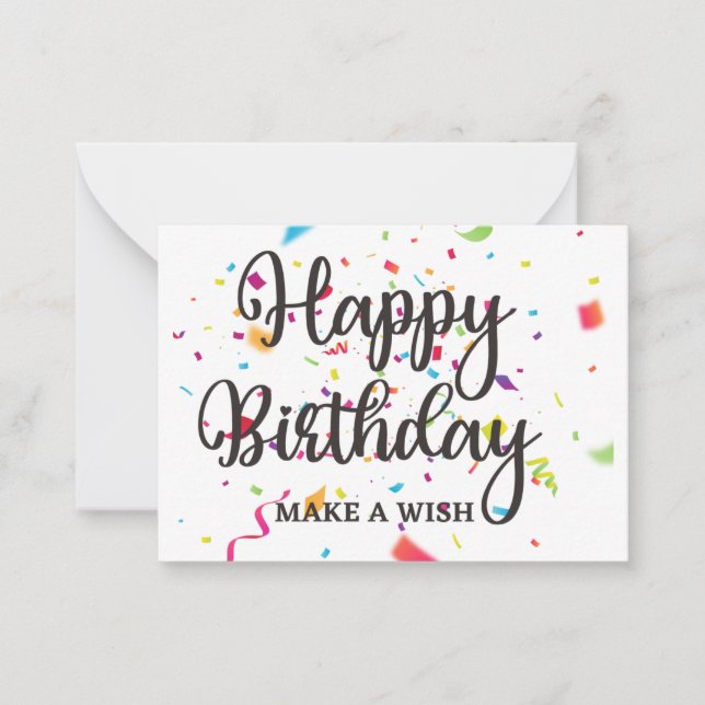 Happy Birthday MAKE A WISH with Colourful Confetti Card (Front)