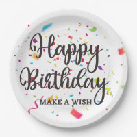 Happy Birthday MAKE A WISH with Colourful Confetti