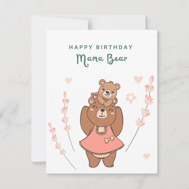 Happy Birthday Mama Bear, Cute Bear Birthday Card (Front)