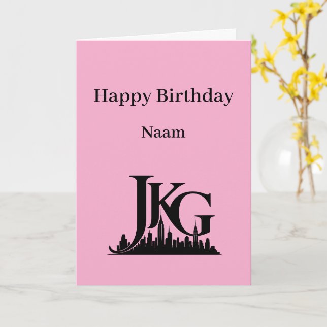Happy Birthday Manhattan Skyline Card (Yellow Flower)