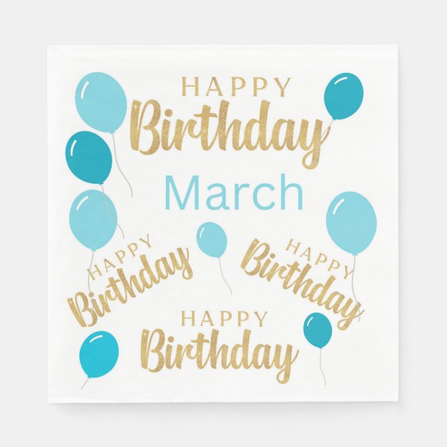 Happy birthday March birthdays Paper Napkin (Front)